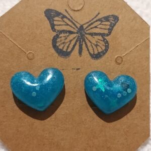 Unbranded Blue Heart Resin Stud Earrings